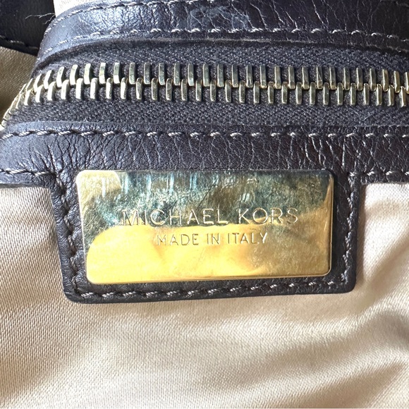 Michael Kors Brown Leather Medium Hobo Shoulder Bag Round Woven Handles Grommets - Picture 11 of 11